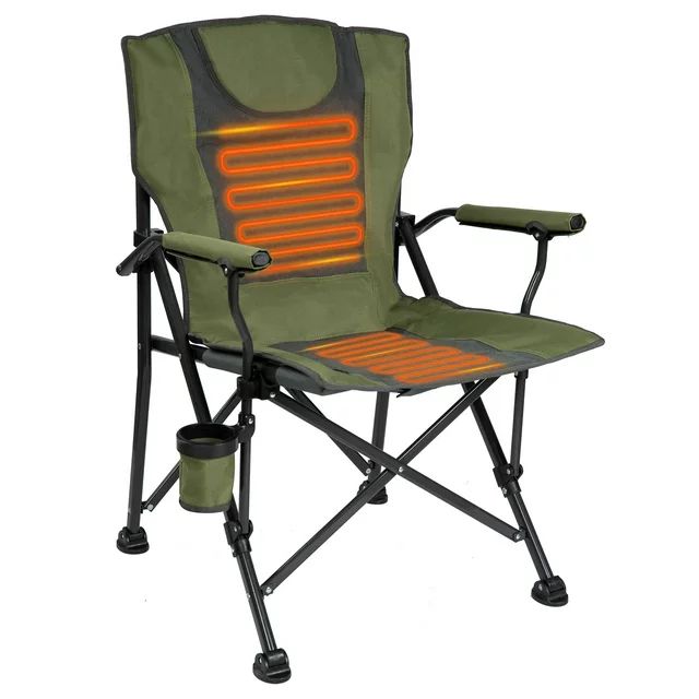 Luxury Heated Portable Camp Chair - Green/Grey - Great for Camping, Sports and the Beach - Walmar... | Walmart (US)
