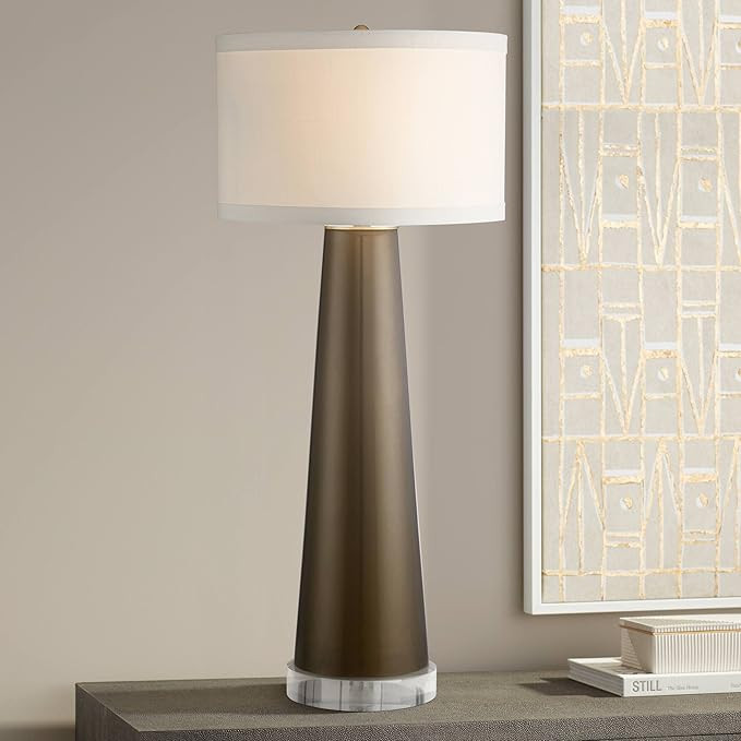 Possini Euro Design Karen Modern Table Lamp 37 1/2" Tall with Clear Round Riser Dark Gold Glass C... | Amazon (US)