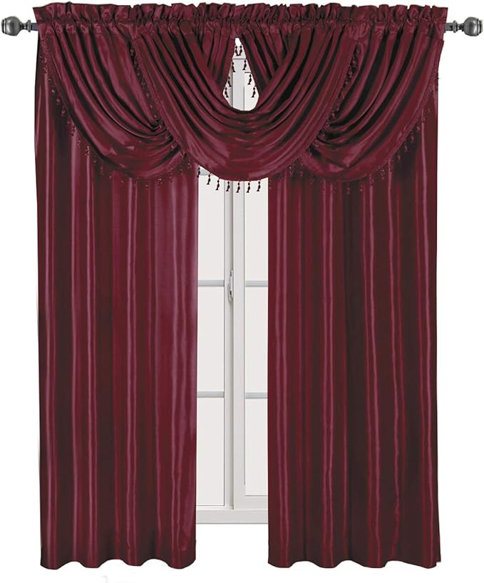 sheetsnthings Soho Rod Pocket 5pc Window Treatment Set, 2-Panels (96-Inch Long) and 3-Waterfall V... | Amazon (US)