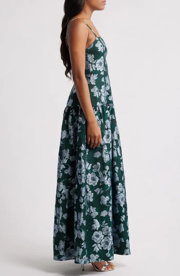 Lulus Ellie Floral Jacquard Sleeveless Gown | Nordstrom | Nordstrom