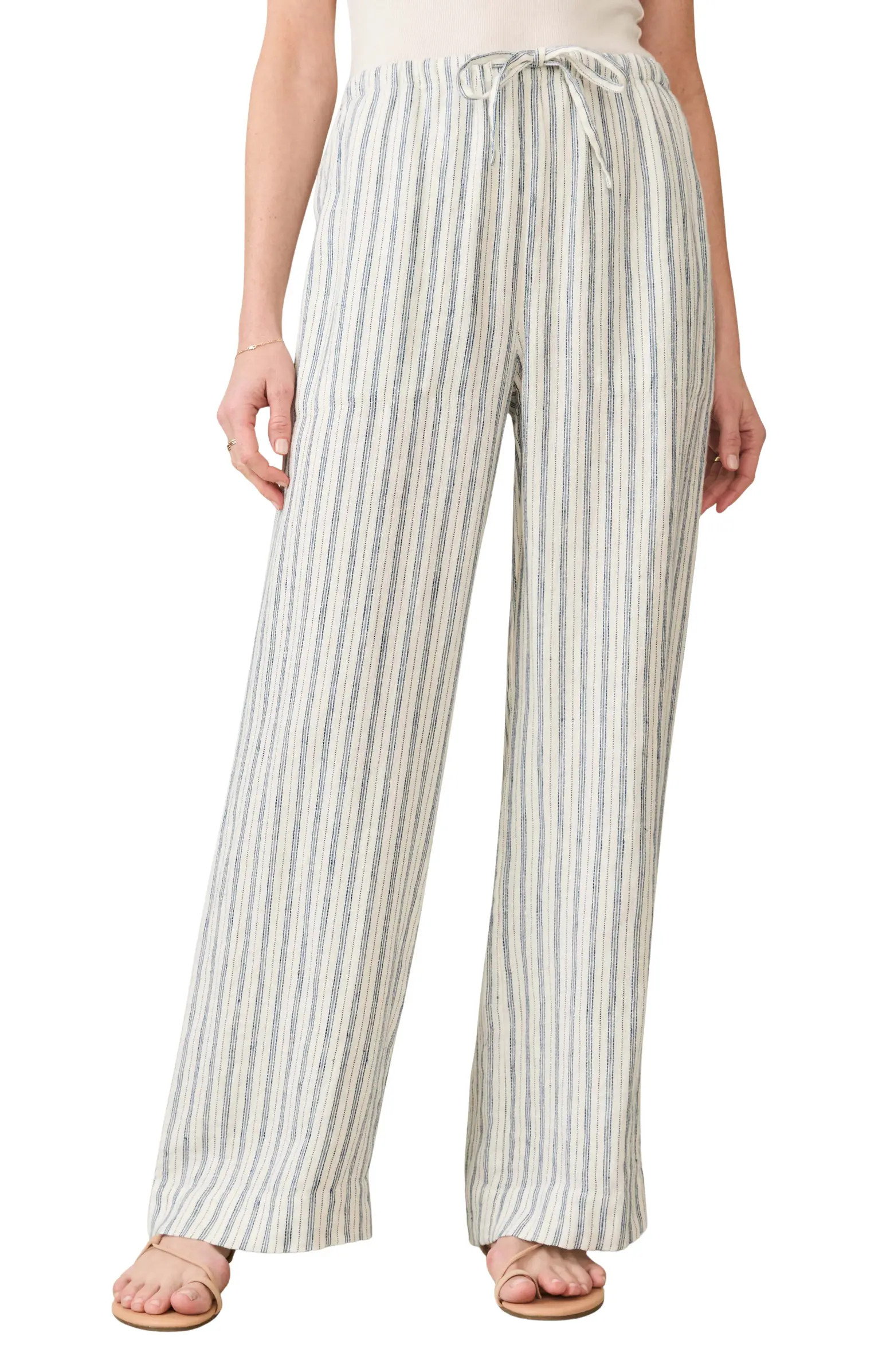 Faherty Stripe Linen Drawstring Pants | Nordstrom | Nordstrom