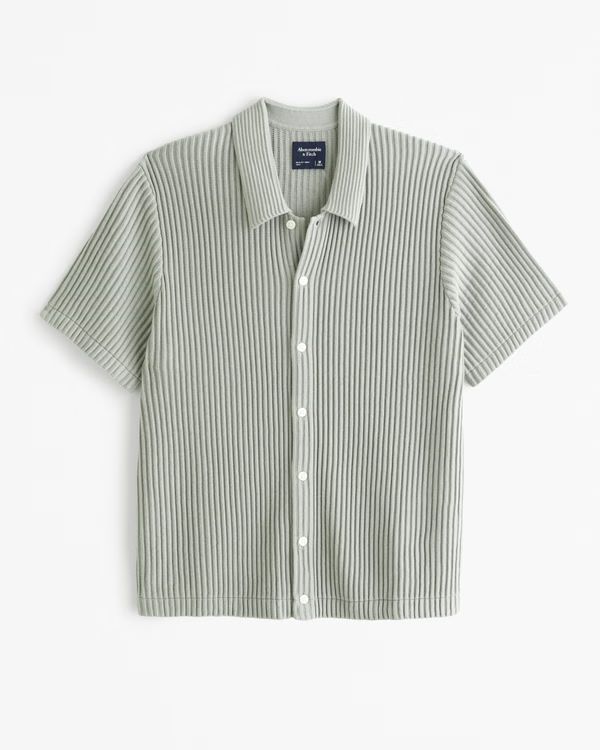 Men's Plisse Button-Through Sweater Polo | Men's Tops | Abercrombie.com | Abercrombie & Fitch (US)