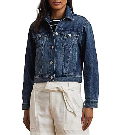 Lauren Ralph Lauren Denim Trucker Jacket - L | Dillard's
