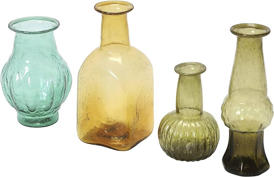 Creative Co-Op Hand Blown Glass, Multicolor, Set of 4 Styles Vases, 2" L x 2" W x 6" H | Amazon (US)