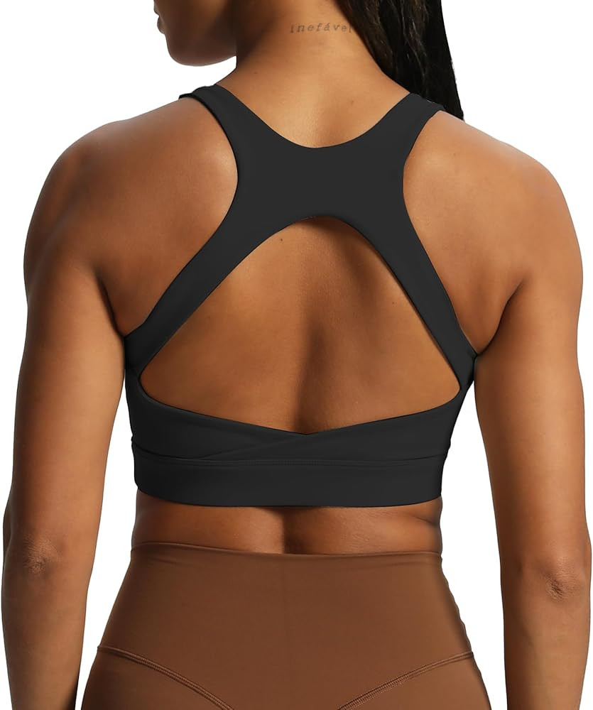 Aoxjox Women's Workout Sports Bras High Impact Fitness Backless Padded Training Gym Khloe Bra Yog... | Amazon (US)