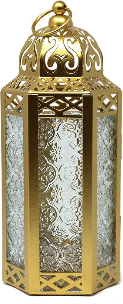 VELA LANTERNS 10.5" Gold Moroccan Candle Lantern Decorative Candle Holder Lamp for Table or Hangi... | Amazon (US)
