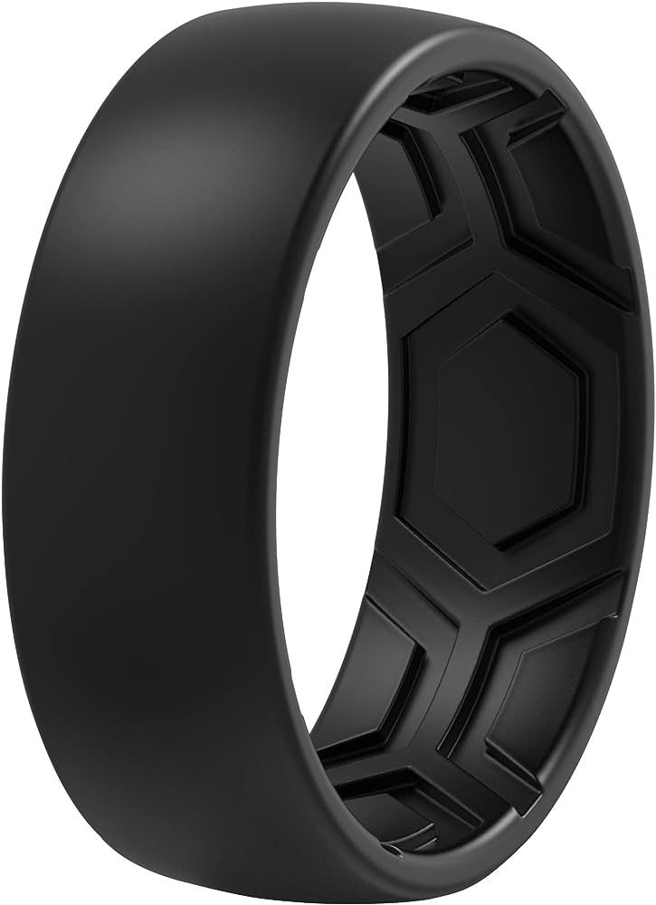 ThunderFit Silicone Rings for Men - 7 Rings / 4 Rings / 1 Ring - Breathable Patterned Design Wedd... | Amazon (US)