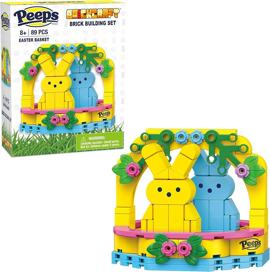 Brickcraft Peeps Easter Basket Brick Building Set with 89 Pieces, Yellow and Blue Bunny Spring Di... | Amazon (US)