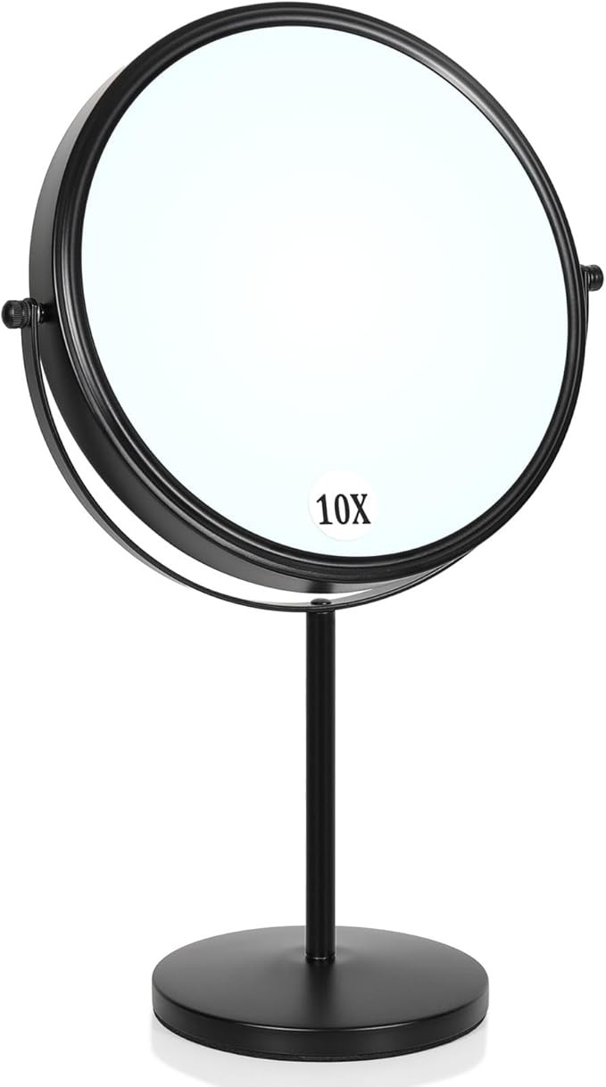 Large Size Tabletop Makeup Mirror with Magnification, 9-Inch Double-Sided 360° Swivel Free Stand... | Amazon (US)