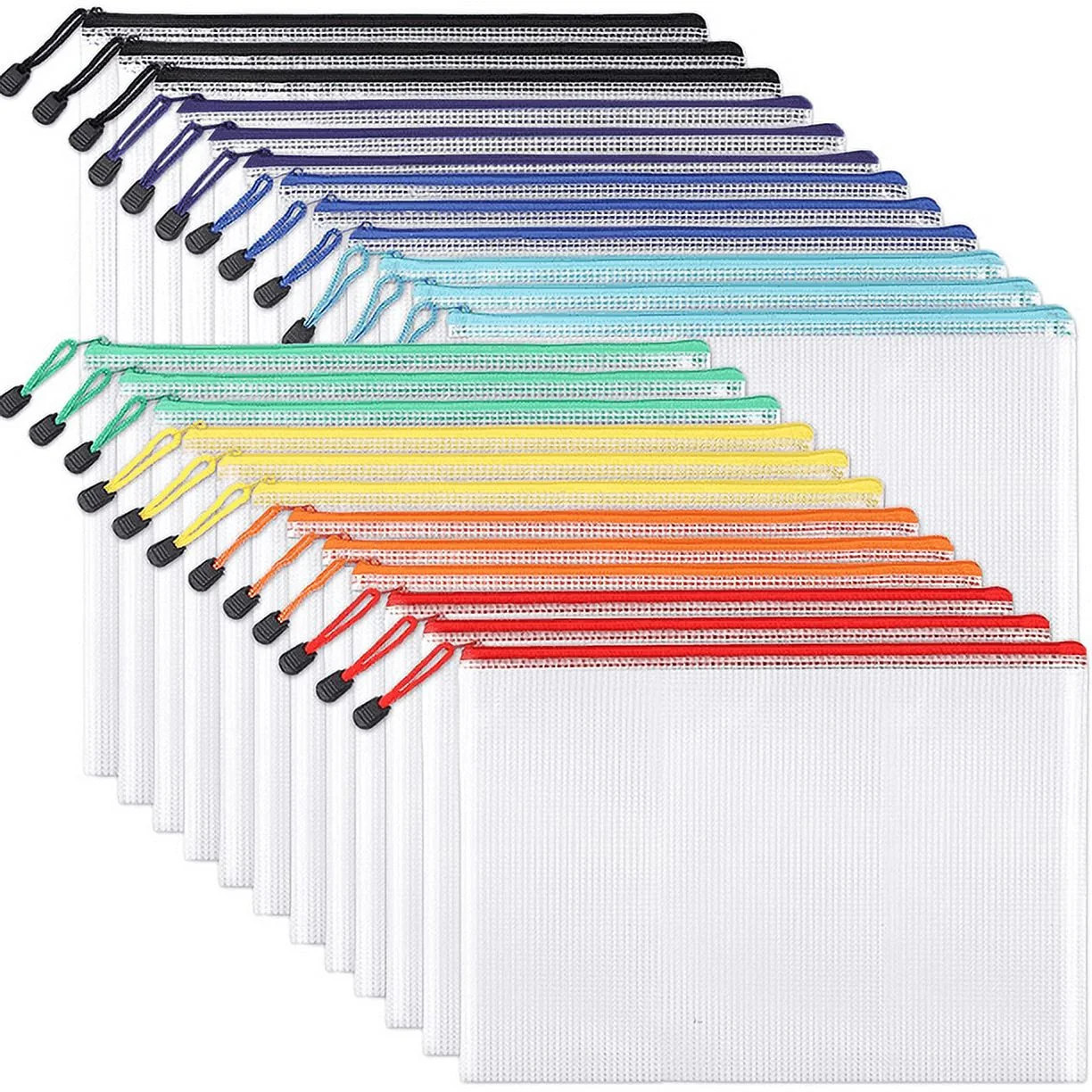 24pcs A4 Mesh Zipper File Pouch,Plastic Mesh Zip Document Bags Waterproof Envolope Pouch for File... | Walmart (US)