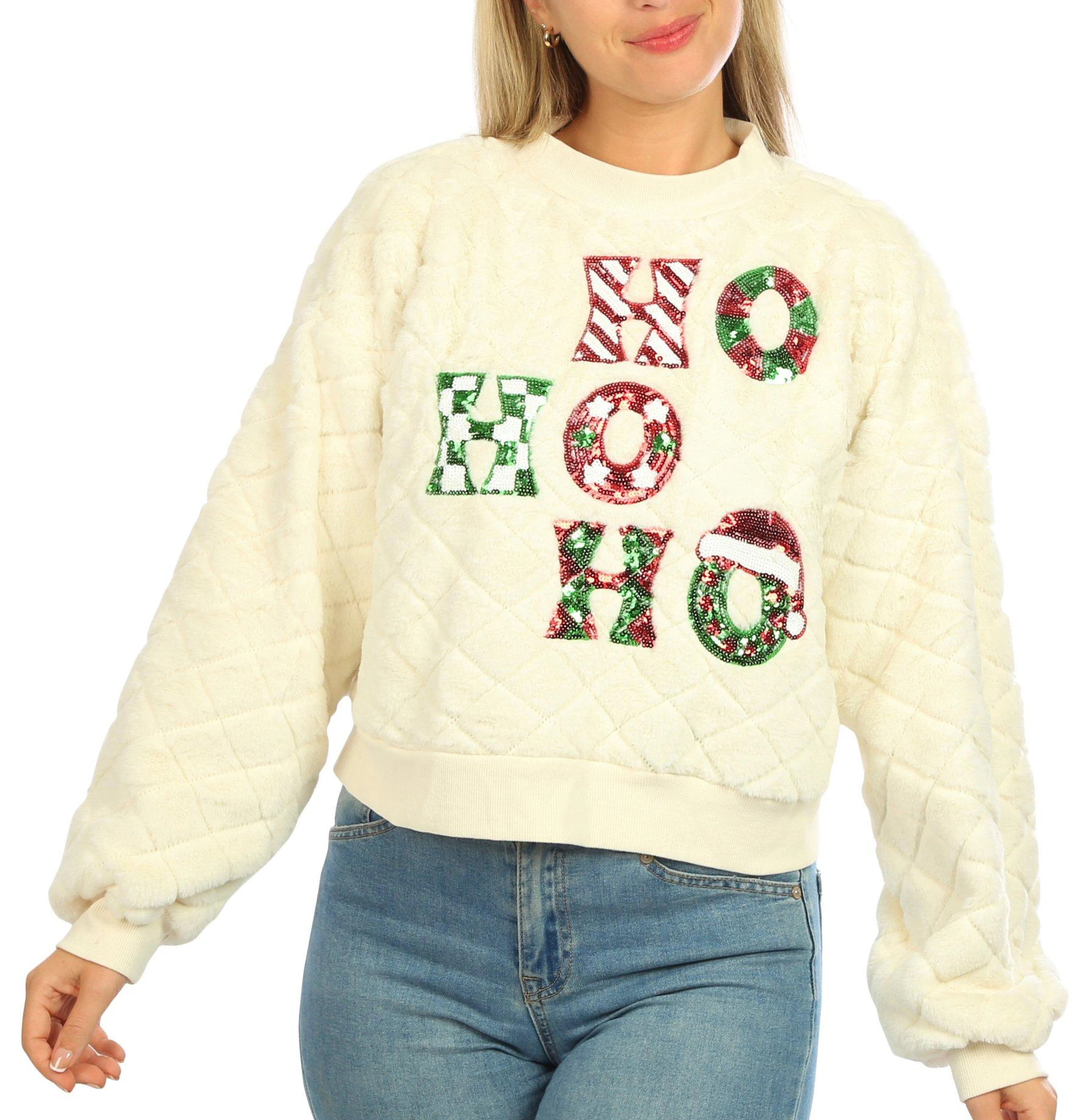 Miss Chievous Juniors Ho Ho Ho Quilted Sweater | Bealls