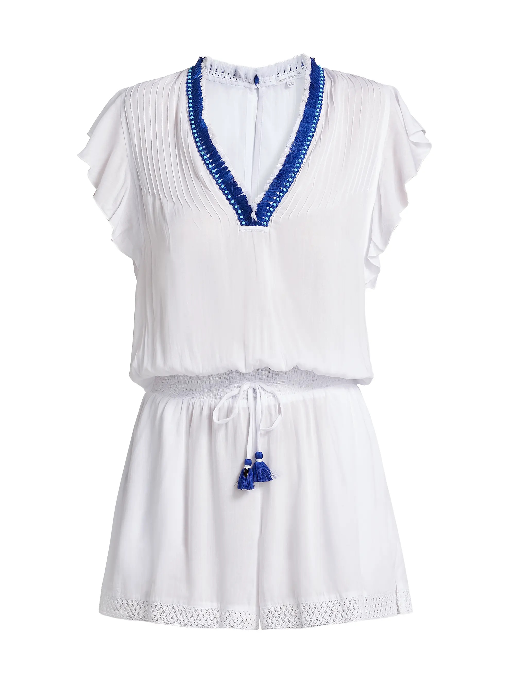 Poupette St Barth's Sasha jumpsuit is styled with a pintuck-pleated bodice, V-neck, and drawstrin... | Saks Fifth Avenue