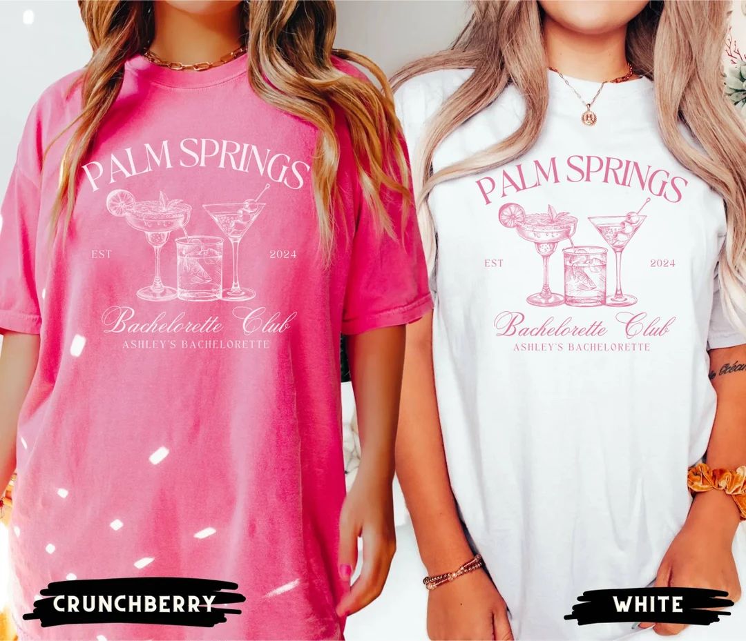 Bachelorette Party Shirts, Palm Springs Bachelorette, Custom Location Bachelorette Shirt, Persona... | Etsy (US)