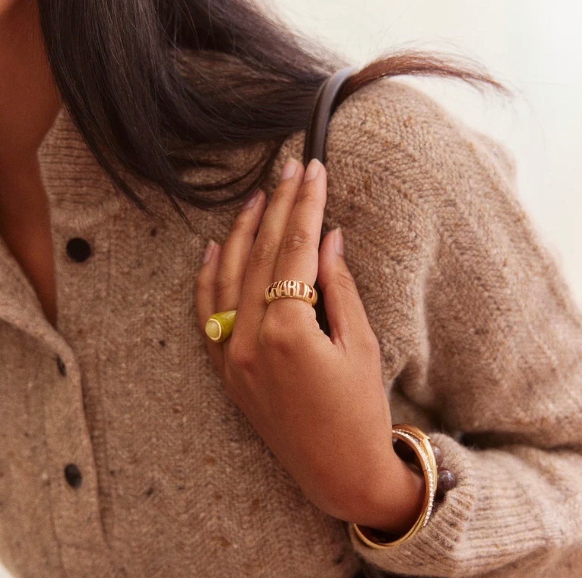 This Domed letter custom ring by the BAUBLEBAR is so cute! I have my eye on it. It also comes in silver.