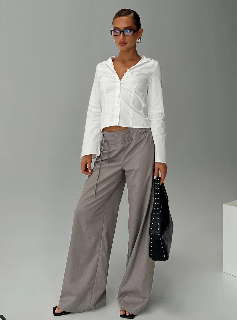 Just Have Fun Wide Leg Pant Grey | Princess Polly US
