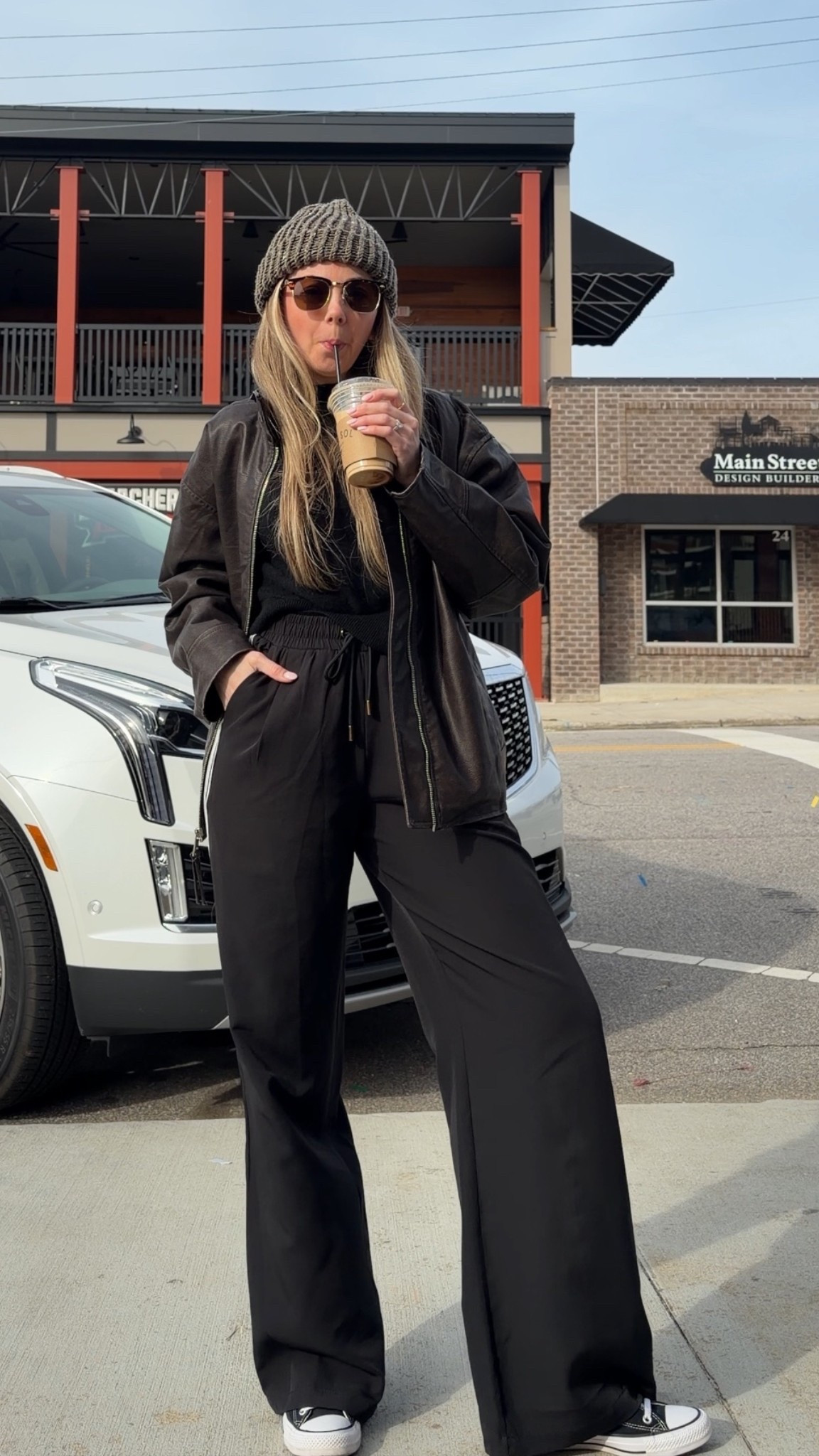 Friday coffee run 🖤

Cashmere sweater: xs
Wide leg track pants: xs
Converse: run tts
Jacket is old, linked similar
Beanie was made by my brother 🫶🏻

ootd / casual friday / casual style / winter outfit / elevated basics / for her/ Heather Blair 

#LTKFindsUnder100 #LTKWorkwear #LTKSeasonal