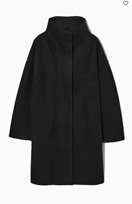 Funnel-neck wool coat in black, COS, oversize coat, will fit a 12 better than 10  | eBay | eBay UK