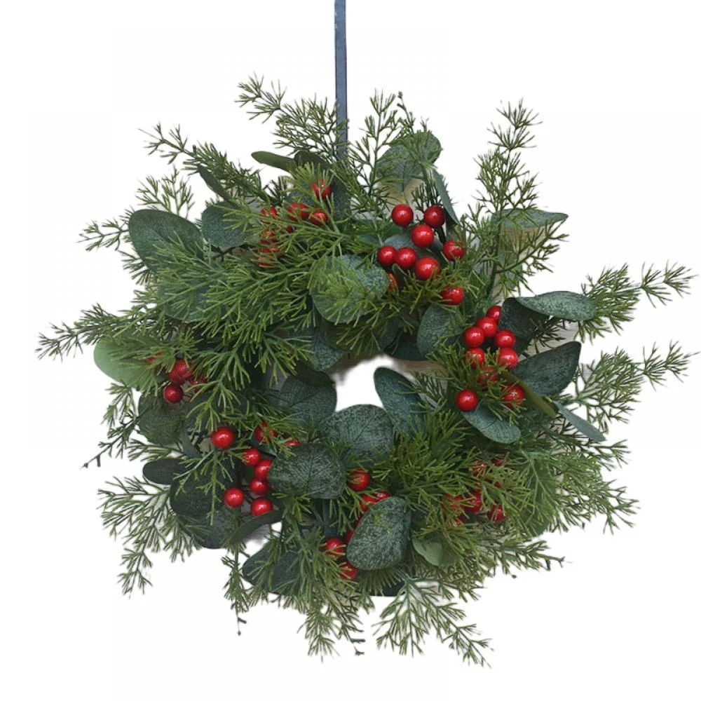 Christmas Wreath for Front Door, 12 Inch Nearly Natural Christmas Door Wreath, Artificial Large C... | Walmart (US)