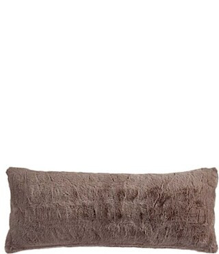 HiEnd Accents Ruched Faux Rabbit Fur Collection Lumbar Pillow with Down Insert - Blush | Dillard's