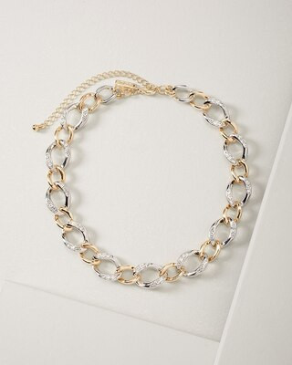 Mixed-Metal & Pavé Link Necklace | White House Black Market