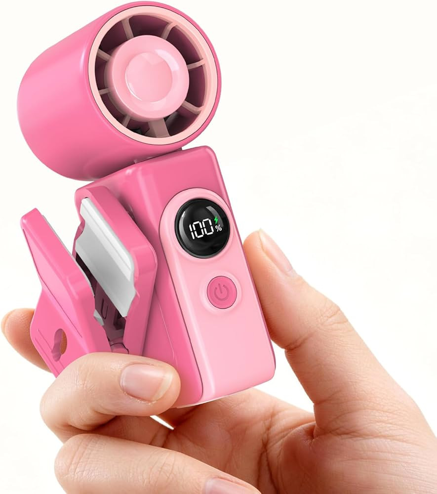 Portable Clip-On Mini Fan, Hands-Free, Turbo Personal Handheld Fans Rechargeable w/ 4 Wind & LED ... | Amazon (US)