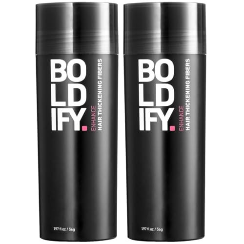 BOLDIFY Hair Fibers (2 x 56g) - Fill In Fine and Thinning Hair for an Instantly Thicker & Fuller Look - Best Value & Superior Formula -14 Shades for Women & Men - Black | Amazon (US)
