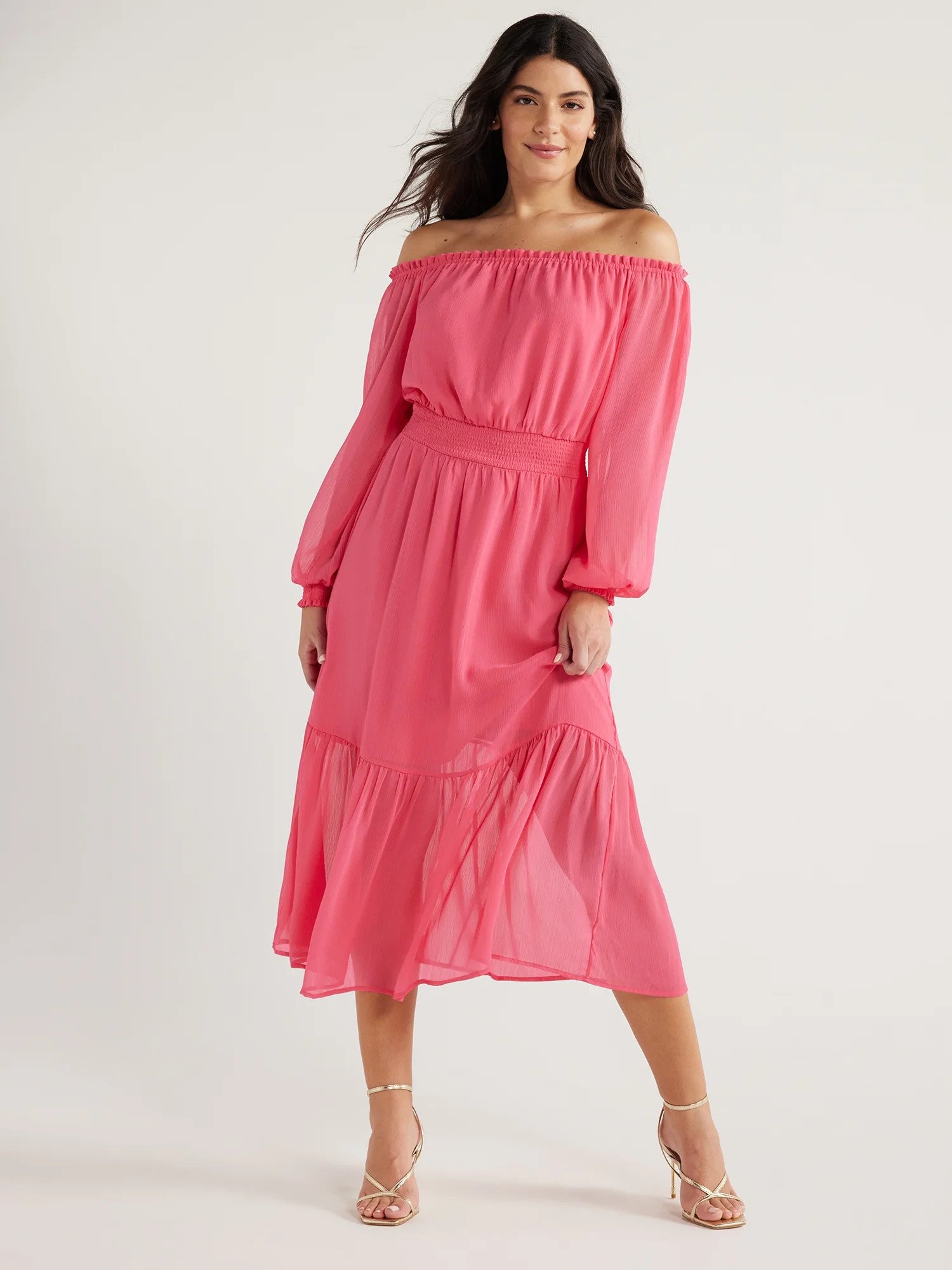 Sofia Jeans Women's and Women's Plus Off the Shoulder Dress with Blouson Sleeves, Sizes XS-5X - W... | Walmart (US)