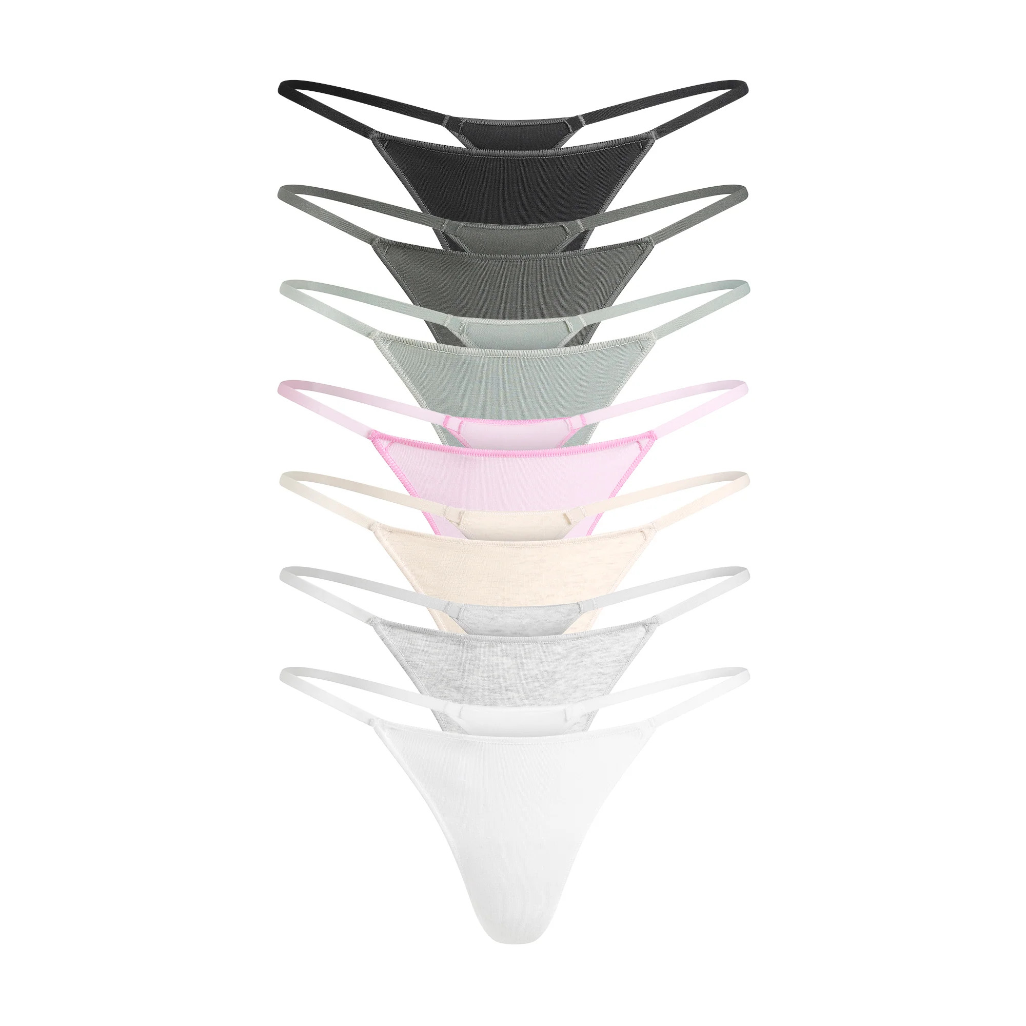 LIGHTWEIGHT COTTON STRING THONG 7-PACK | SNOW MINERAL MULTI | SKIMS (US)