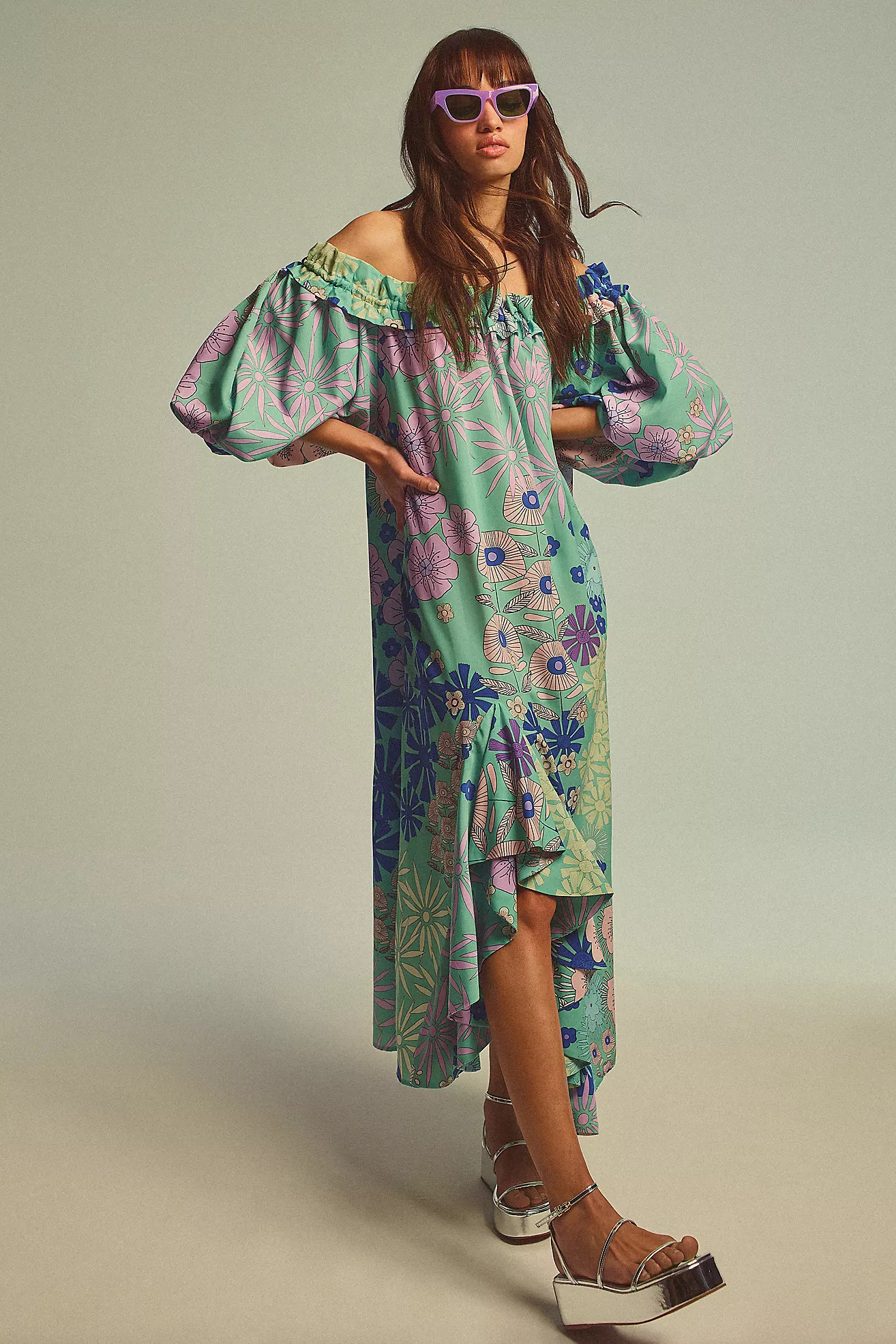 Oopscool Off-The-Shoulder Printed Dress | Anthropologie (US)