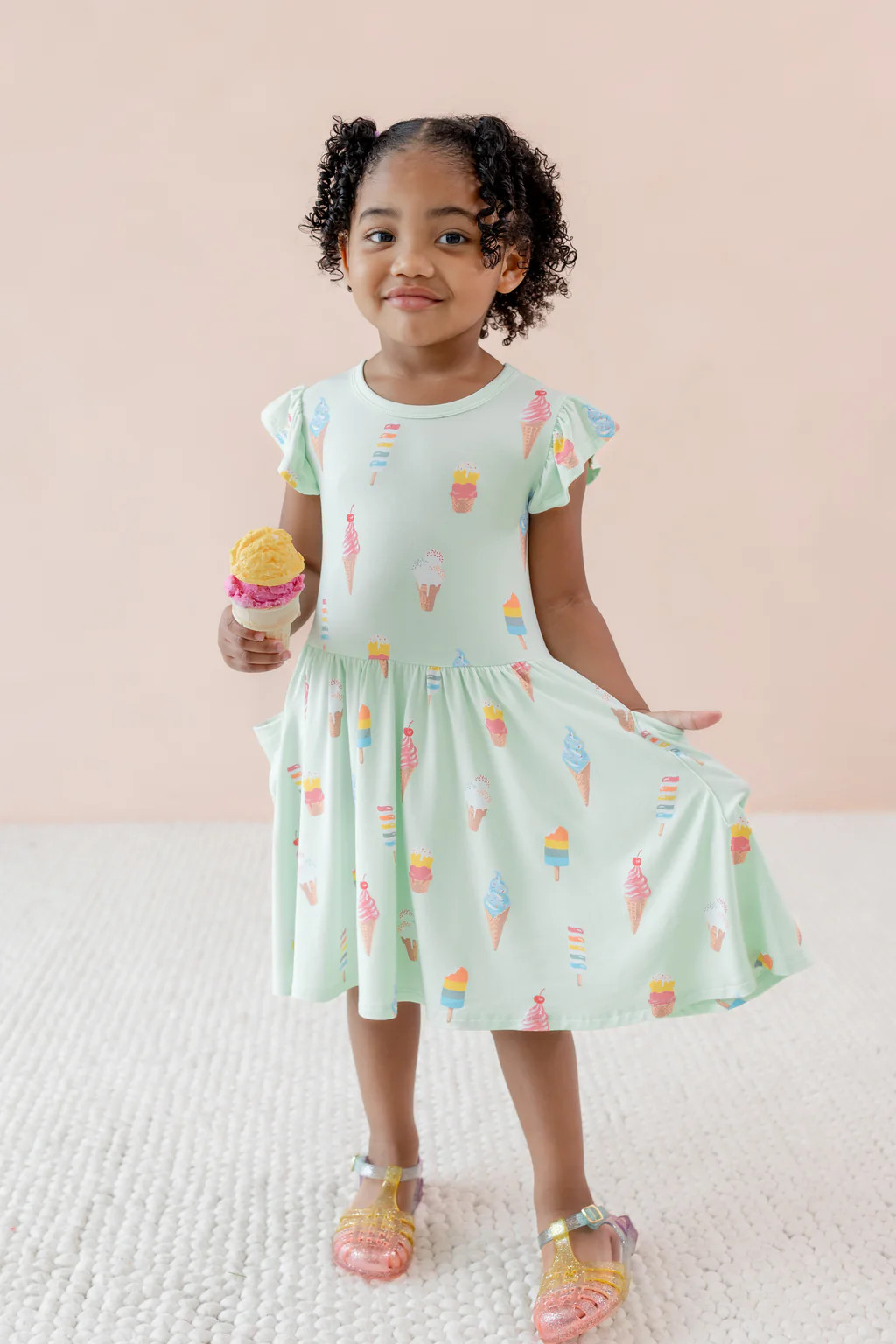 Pocket Dress in Mint Ice Cream | Kyte Baby