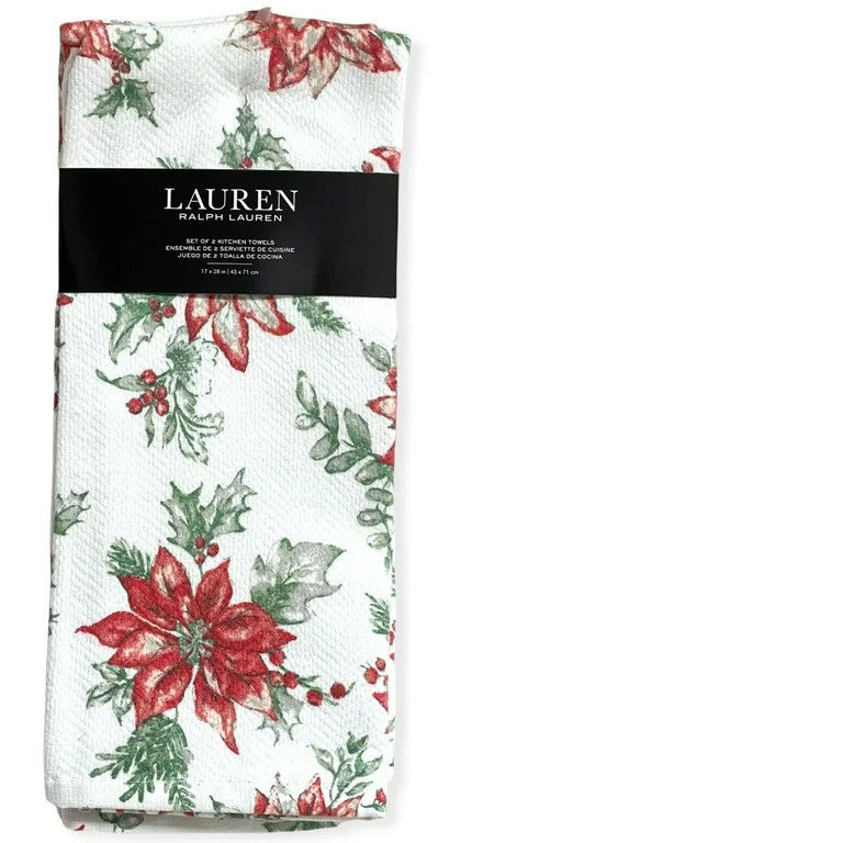 Lauren by Ralph Lauren Christmas Floral Pine 17"x28" Set of 2 Kitchen Towels | Walmart (US)