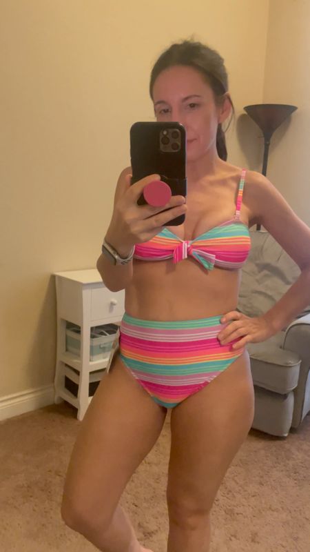 Walmart bikini find. I love this bright pink and blue bikini. The bottoms run a little small size up 1 size. Love the top. You can remove the straps too!!
#ltkunder20 

#LTKcurves #LTKswim #LTKFind