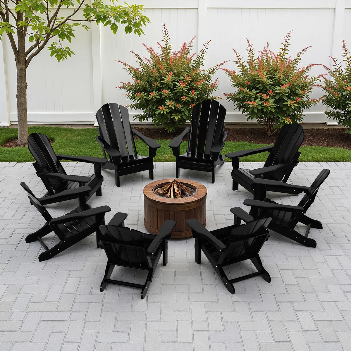 Shawnna Foldable Outdoor Adirondack Chair (Set of 8) | Wayfair North America