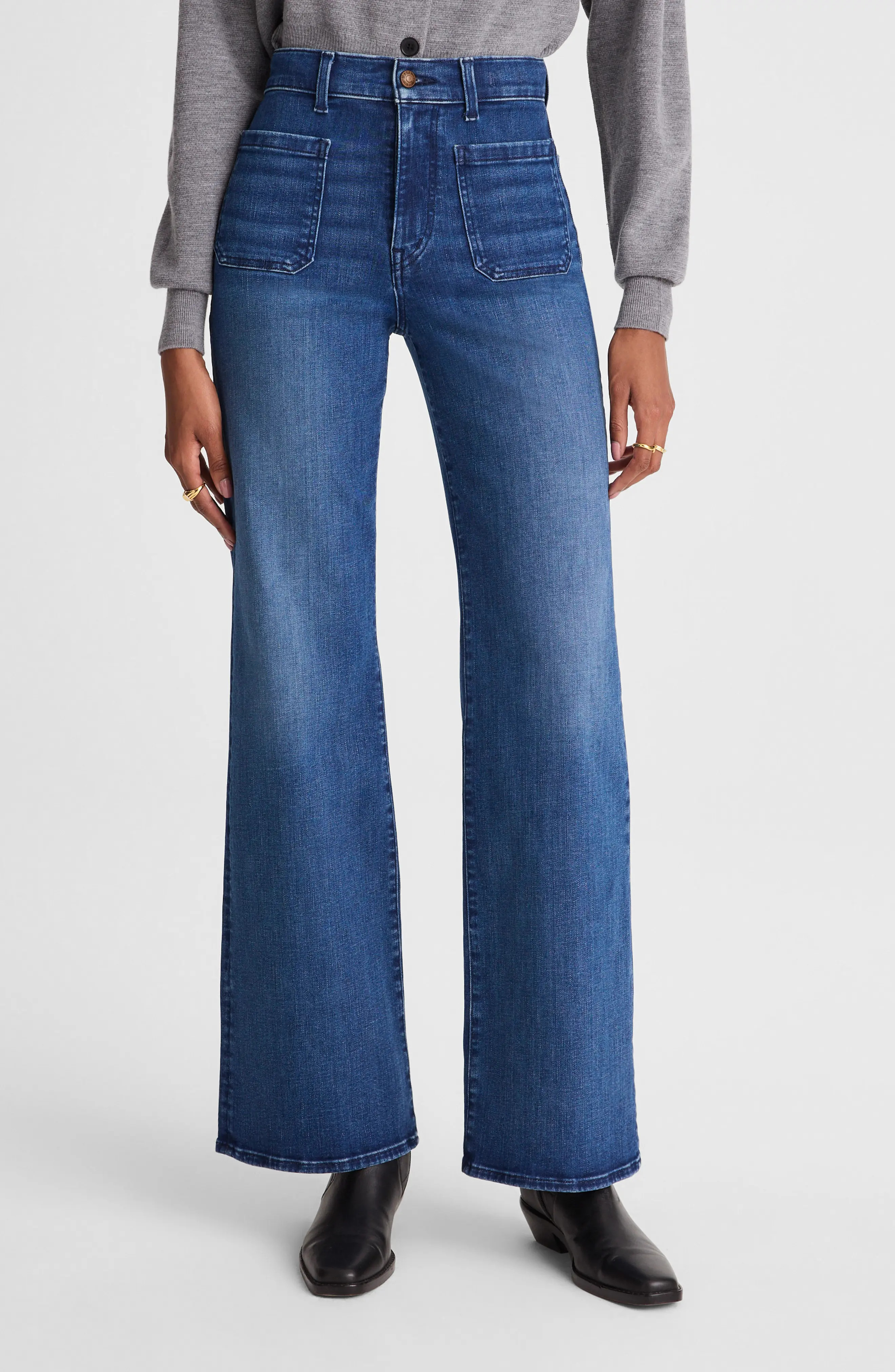 Emmy Patch Pocket High Waist Wide Leg Jeans (Women) | Nordstrom | Nordstrom