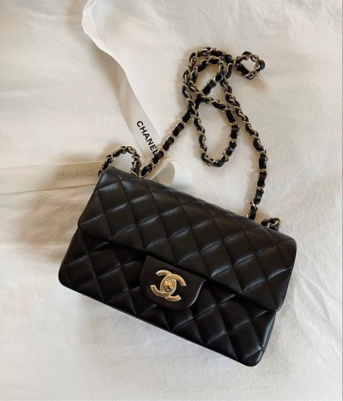 Chanel Classic Medium Double Flap 19B White Quilted Caviar with light gold  hardware - VLuxeStyle