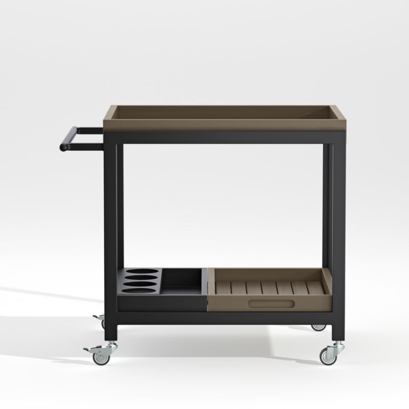 Alfresco II Grey Outdoor Bar Cart with Casters + Reviews | Crate & Barrel | Crate & Barrel