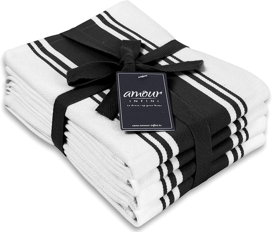 AMOUR INFINI Cotton Kitchen Towels - Set of 4 Highly Absorbent, Ultra Soft Tea Towel with Hanging... | Amazon (US)