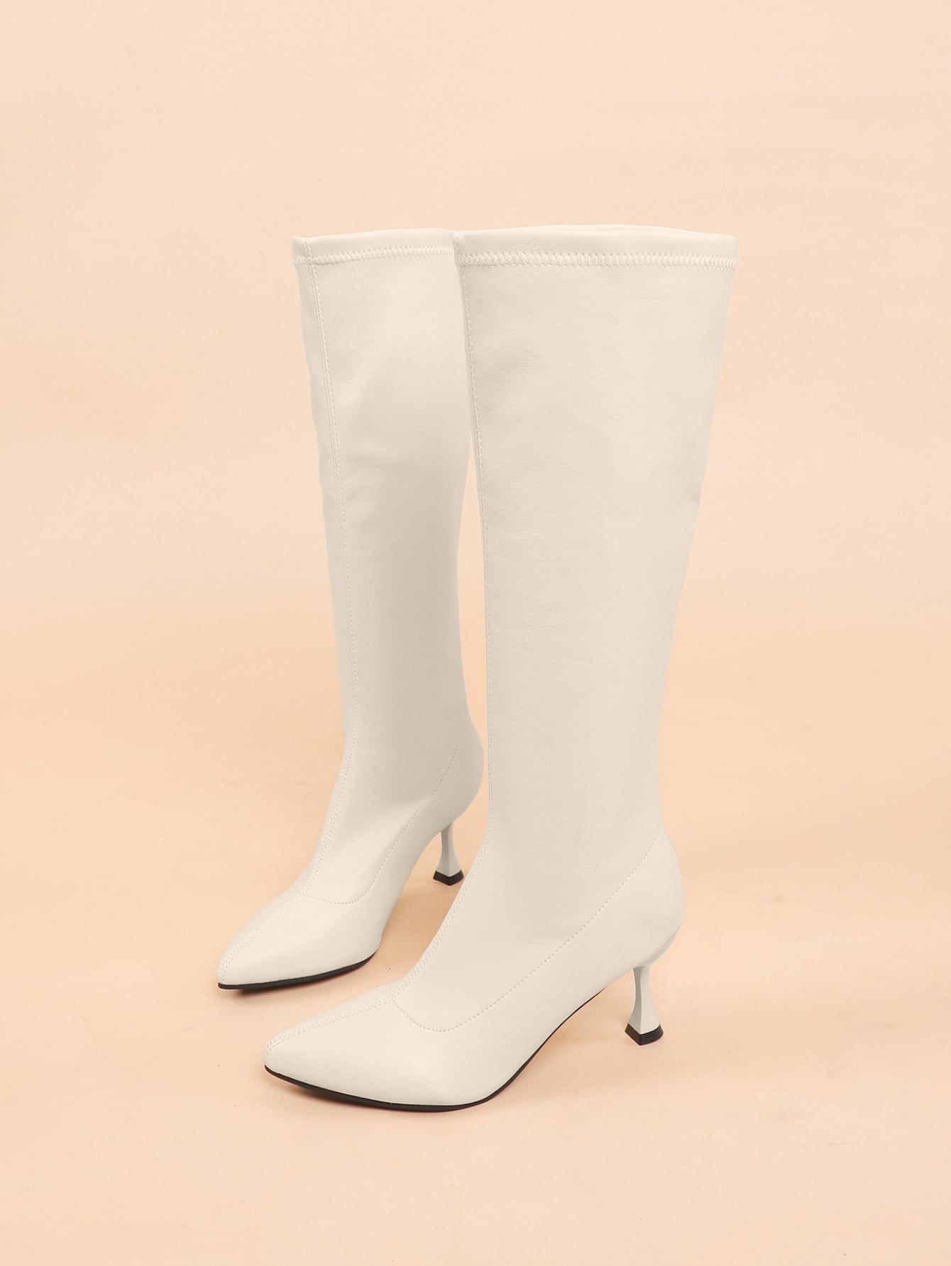 Minimalist Pyramid Knee Boots | SHEIN