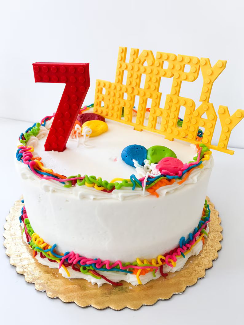 Celebration Cake Set - Happy Birthday Sign and Numbers | Cake Topper | Brick Construction Birthda... | Etsy (US)