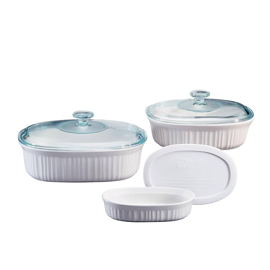 CorningWare Ceramic Bakeware Set with Lids, Chip and Crack Resistant Stoneware Baking Dish, Micro... | Amazon (US)