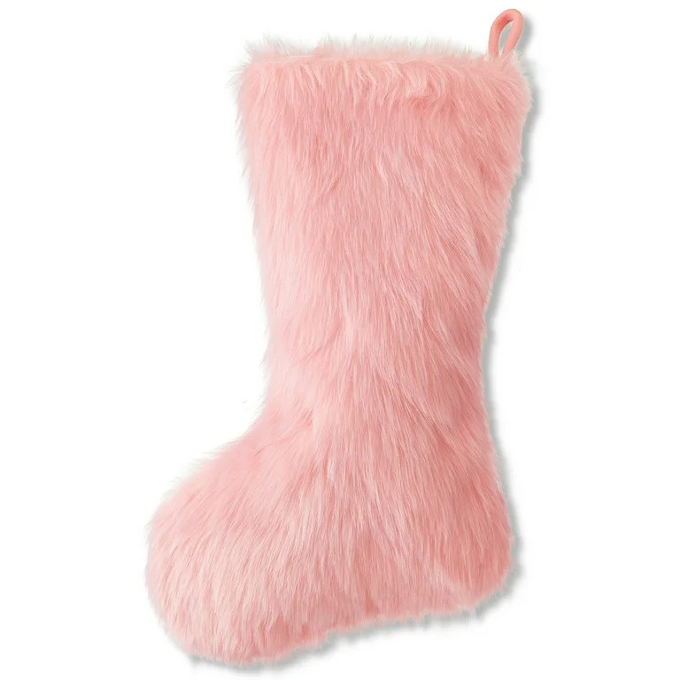 Dolly Parton 20 inch Pink Fur Christmas Stocking with Signature and Charm | Walmart (US)