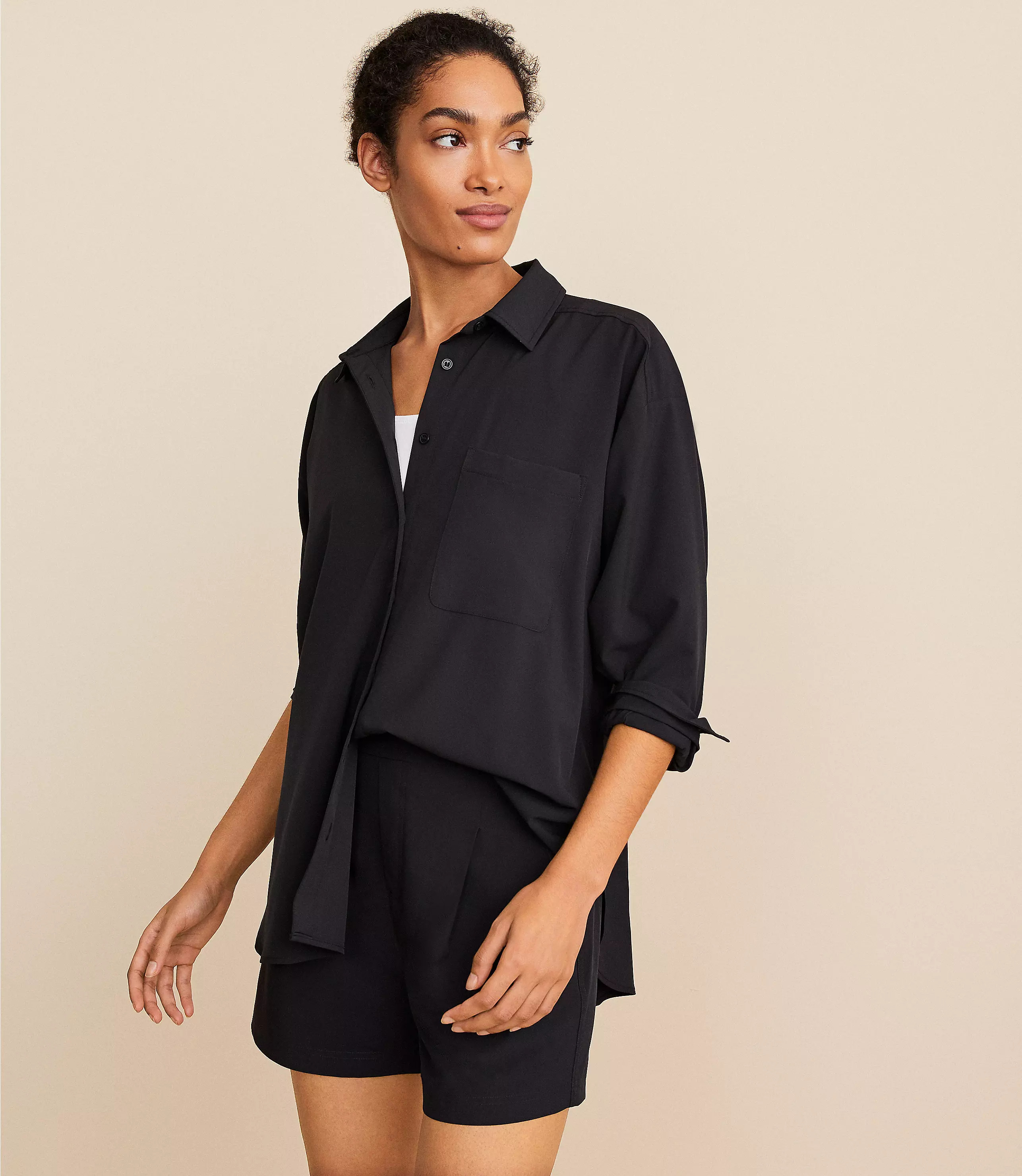Lou & Grey Oversized Wanderweave Pocket Tunic Shirt | LOFT