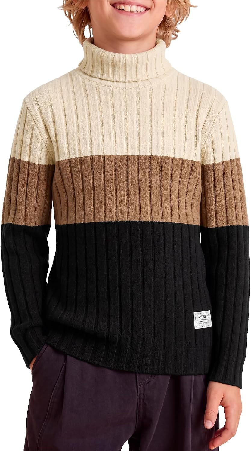 ZOEREA Boys Sweater Boy Clothes Kids Turtleneck Long Sleeve Fall Winter Warm Sweatshirts Holiday Pullover Tops 5-14 Years | Amazon (US)