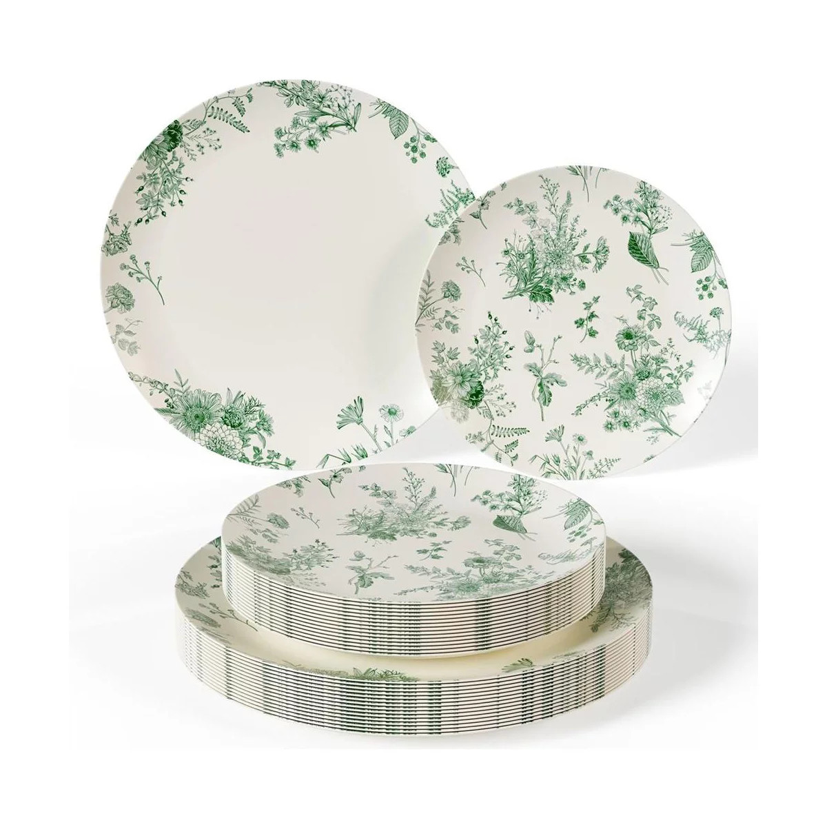 Trendables Plastic Disposable Plate Set 20 x 8" and 20 x 10" Green and Ivory Verdure Disposable W... | Target