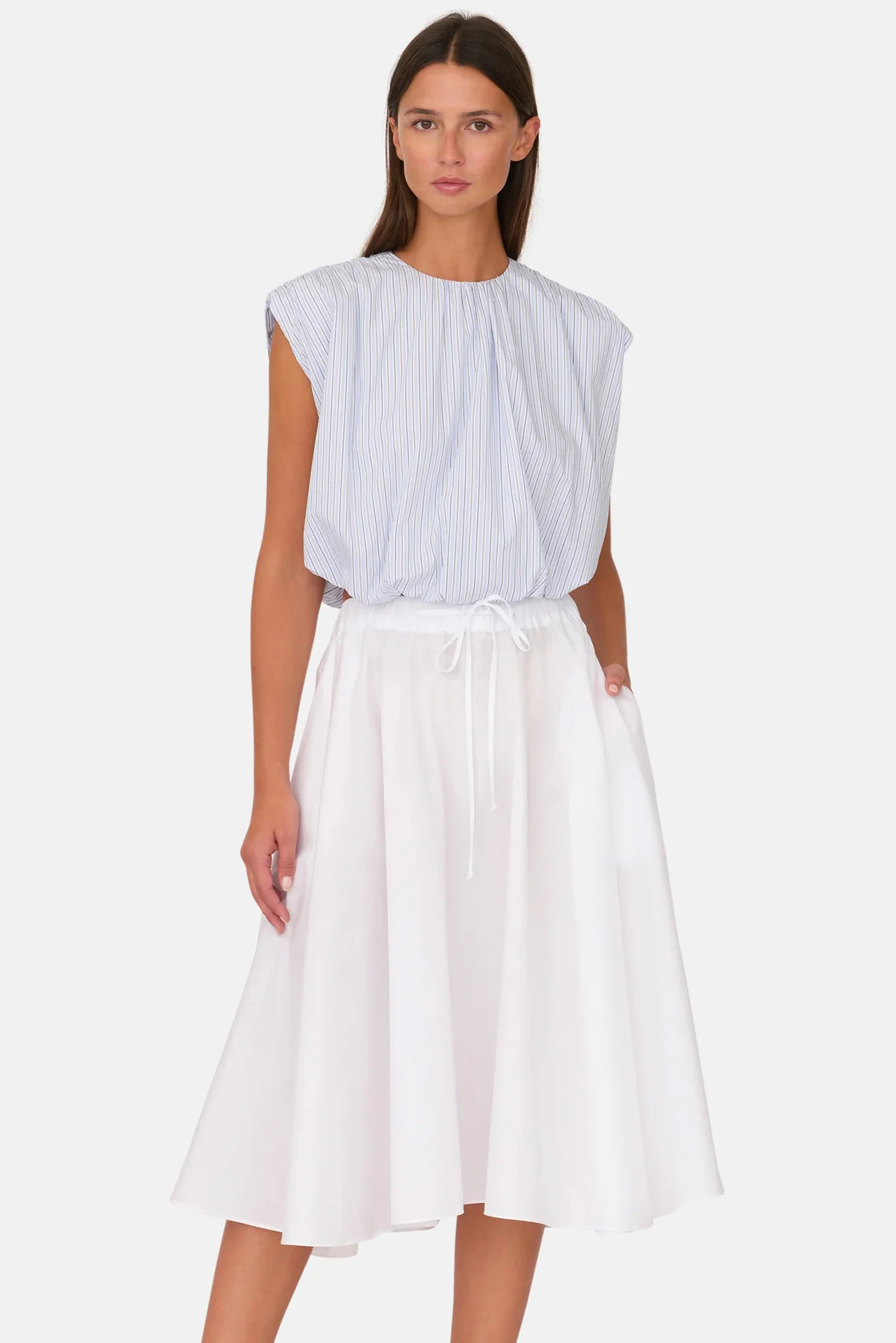 Angie Skirt White | Blue & Cream