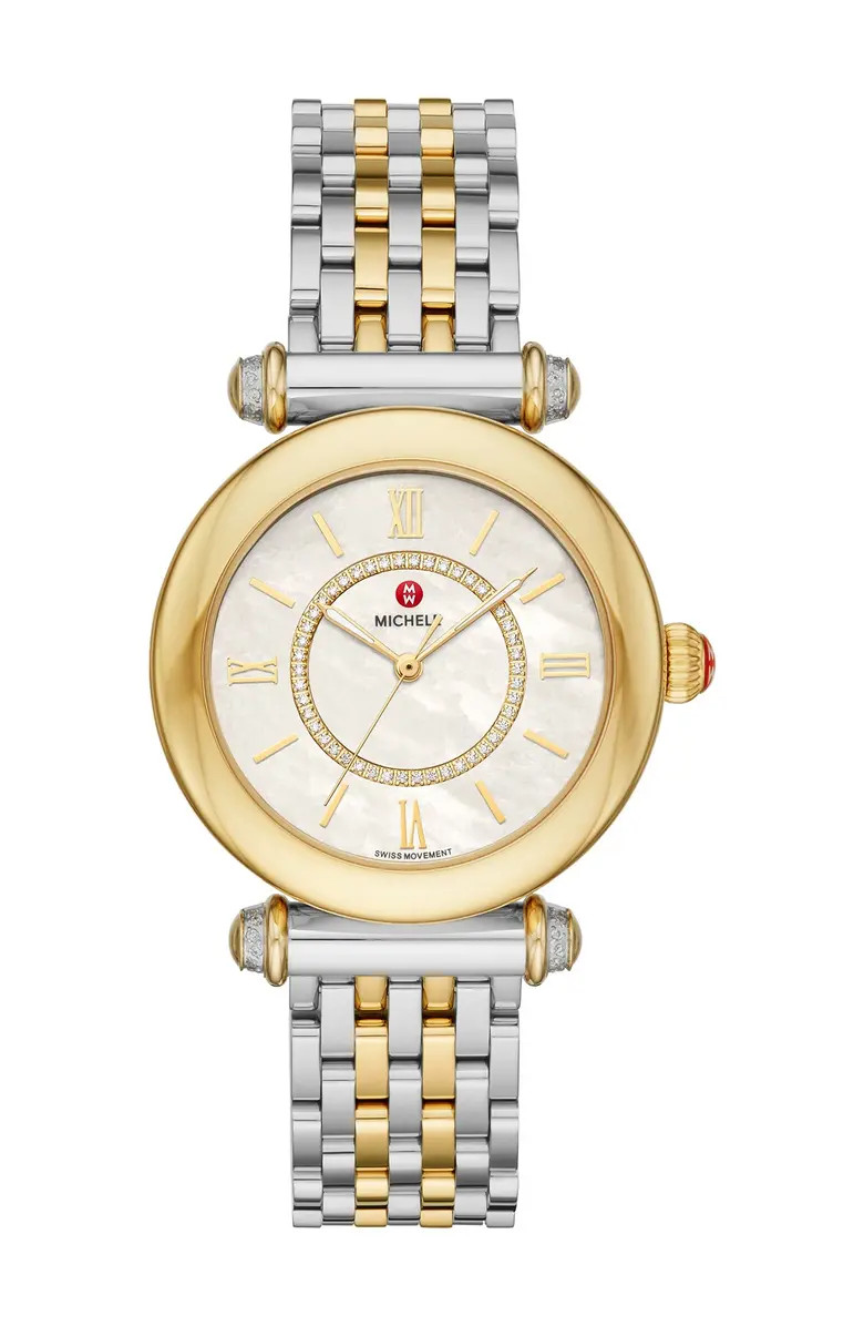 Women's Caber Diamond Two-Tone Bracelet Watch, 35mm - 0.19 ctw | Nordstrom Rack