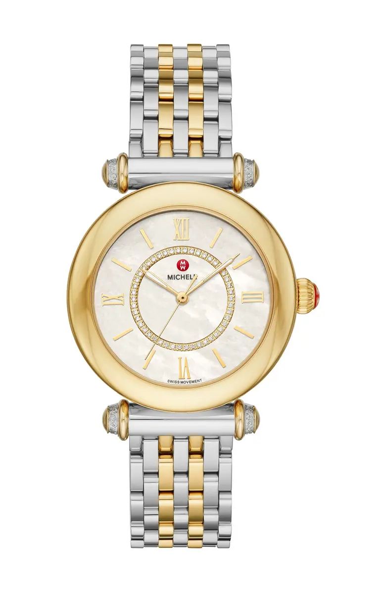 MICHELE Women's Caber Diamond Two-Tone Bracelet Watch, 35mm - 0.19 ctw | Nordstromrack | Nordstrom Rack