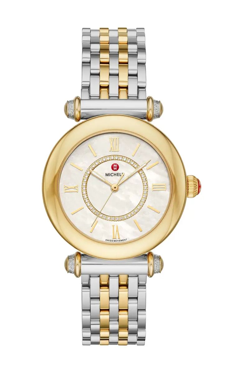 Women's Caber Diamond Two-Tone Bracelet Watch, 35mm - 0.19 ctw | Nordstrom Rack