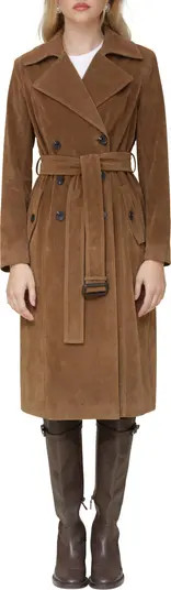 Avec Les Filles Faux Suede Double Breasted Belted Coat | Nordstrom | Nordstrom