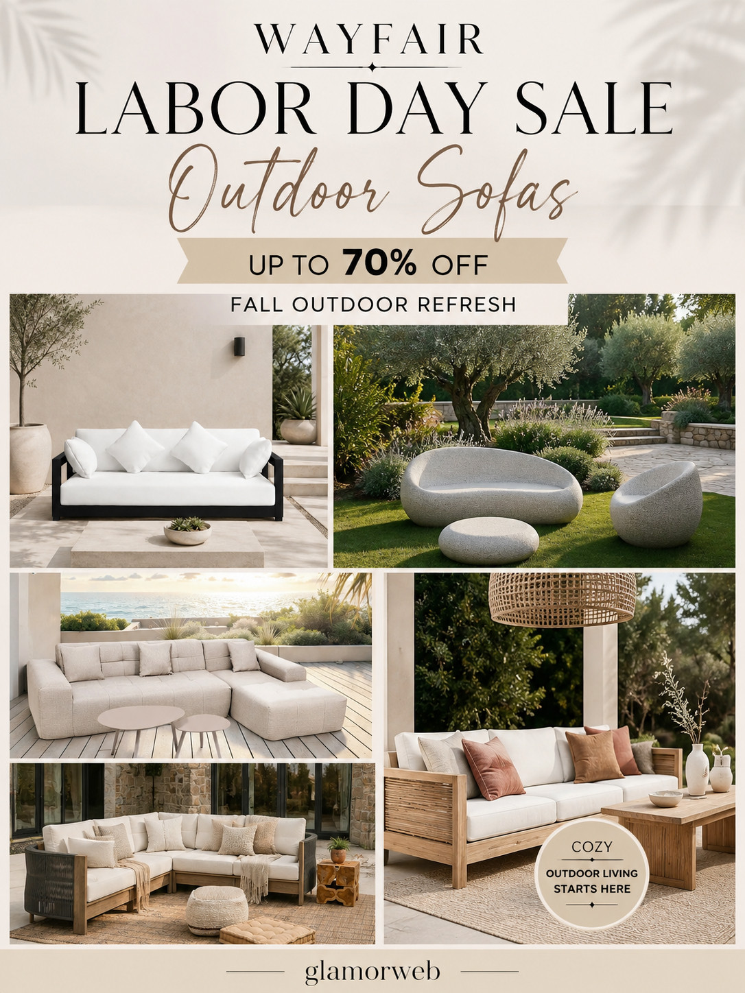 I found some of the best Wayfair Labor Day Sale finds for anyone planning a full fall patio makeover 🍁 There are outdoor sofas, sectional couches, modular patio seating, conversation sets, and backyard lounge furniture with select styles up to 70% off. Whether you have a small patio or a big backyard, these are such good options for creating a cozy, comfortable outdoor space you’ll actually want to use all fall.

#WayfairLaborDaySale #WayfairFinds #FallPatioMakeover #OutdoorSofa #OutdoorSectionalSofa #ModularOutdoorSectional #PatioFurniture #OutdoorConversationSet #BackyardMakeover #FallOutdoorRefresh #FallPatioIdeas #OutdoorLiving #PatioInspo #FurnitureDeals #LaborDayDeals #OutdoorFurnitureSale #LTKHome #LTKFinds 

 #LTKSeasonal #LTKHome #LTKSaleAlert